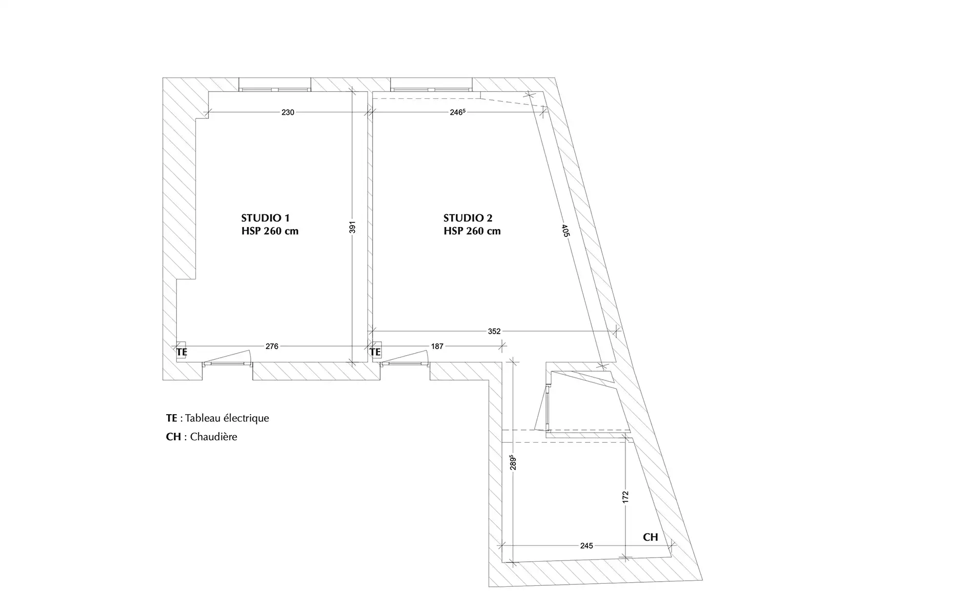 reunir-deux-studios-paris-architecte-interieur-optimisation petits-espaces-petits-nids-plan-studio-existant